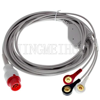 8-контактный ЭКГ EKG 3/5 выводов, цельный кабель и провод для вывода электрода для BIONET BM3, AHA ИЛИ IEC, защелка/зажим/ветеринарный зажим типа 