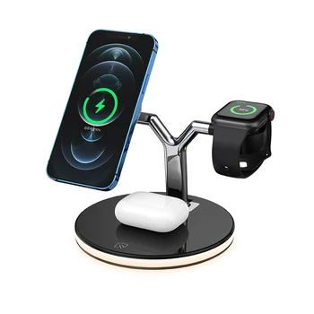 Магнитное Беспроводное Зарядное устройство 2021 Новый Продукт 3 в 1 15 Вт Станция быстрой зарядки Qi для Iphone Зарядные устройства для Apple Watch 2 X USB 5V/1A