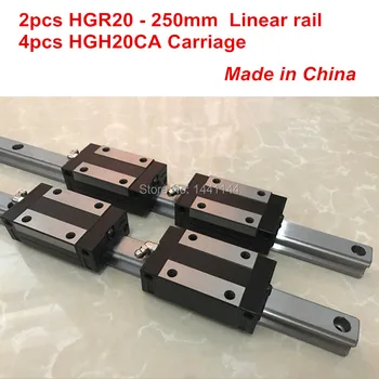 Линейная направляющая HGR20: 2шт HGR20 - 250 мм + 4шт HGH20CA детали для каретки линейного блока с ЧПУ