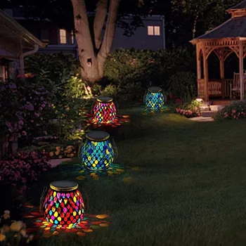 Мозаичная лампа Mason Jar, Стеклянная Мозаика, Солнечные фонари, Проекционный подвесной фонарь для сада, заднего двора, крыльца, патио, газона, декора для вечеринки