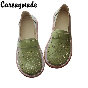 Careaymade-Mori/ женские тонкие туфли, летние кукольные туфли с открытым носком, шикарные туфли на толстой подошве с круглым носком для отдыха