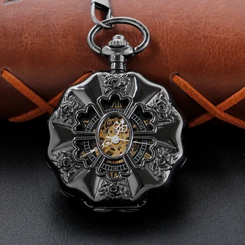 Новый нерегулярный узор, Модные Римские цифровые механические карманные часы в стиле стимпанк, Мужское ожерелье, подвеска с цепочкой, подарок