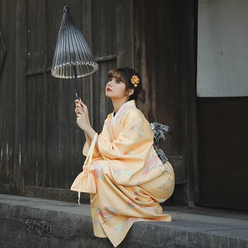 Женское Японское Традиционное Кимоно В ретро-Японском Стиле, Классический Халат Юката, Платье Для Косплея, Одежда Для Фотосъемки