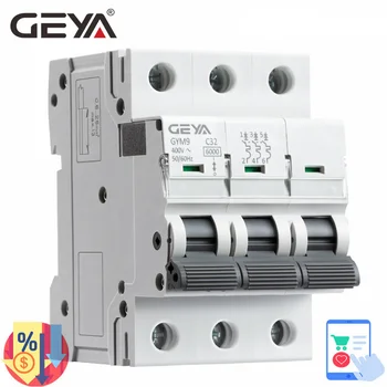 Мини-автоматический выключатель GEYA GYM9 3P 6KA MCB на Din-рейке 6A-63A переменного тока Прямого Заводского Изготовления