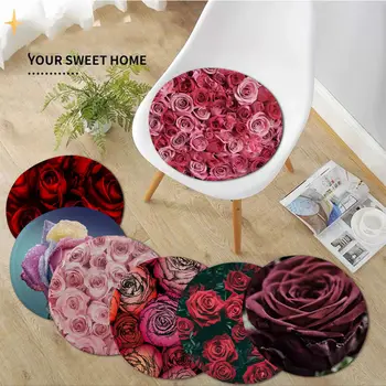 Креативная подушка для офисного обеденного стула с красной розой, Губчатый коврик для дивана, нескользящие подушки для стульев