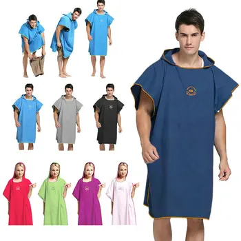 Полотенце-пончо из микрофибры, Пляжный гидрокостюм для серфинга, Сменный Банный халат с капюшоном, Быстросохнущие полотенца с капюшоном, Купальный халат для взрослых, 90x110 см
