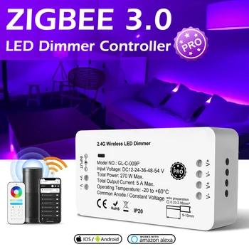 Zigbee 3,0 DC12-24V Smart Pro диммер светодиодный контроллер ZigBee Strip работает с радиочастотным пультом дистанционного управления для светодиодной ленты