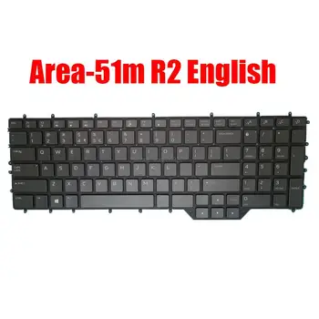 Клавиатура для ноутбука DELL Для Alienware Area-51m R2, английская, американская, черная С подсветкой, Новая