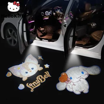 Sanrio Hello Kitty Cinnamoroll Мультфильм Автоматическая Индукционная Приветственная Лампа Дверной Светильник Автомобильный Универсальный Проекционный Атмосферный Светильник