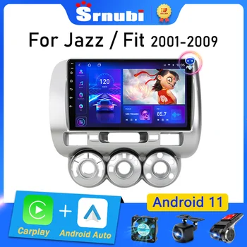 Srnubi Android 11 Автомагнитола для Fit Jazz GD City 2001-2008 Мультимедийный плеер 2 din Carplay Стерео Навигация GPS DVD Головное устройство