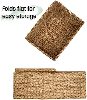 Складные прямоугольные плетеные корзины для хранения (комплект из 4)