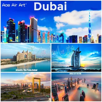 Пейзаж Объединенных Арабских Эмиратов 5D Алмазная картина Город Дубай в Рамке, Бурдж-Аль-Араб, Атлантис, Крик-Тауэр для домашнего декора