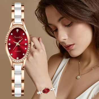 Новые женские часы LIGE SUNKTA, роскошные брендовые часы-браслет, водонепроницаемые женские наручные часы с бриллиантами, Relogio Feminino