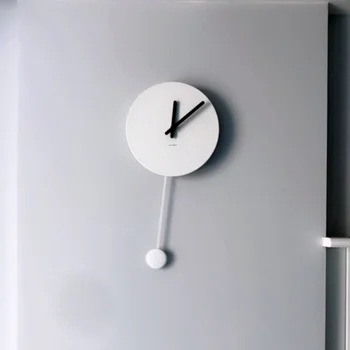 Настенные часы в скандинавском дизайне, Минималистичный белый Маятник, Современные Креативные Настенные часы, Стильное Украшение гостиной Wanduhr WZ50WC