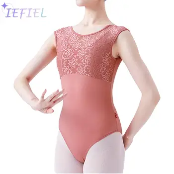 Женское Кружевное Балетное платье-трико без рукавов для девочек, Танцевальная Гимнастика, Спортивная одежда для Занятий Аэробикой, боди для Йоги