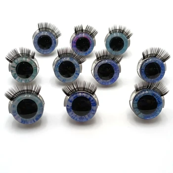 20шт голубых глаз и ресниц ручной росписи 20 мм защитные глаза с блестящими ресницами защитные глаза детские ресницы