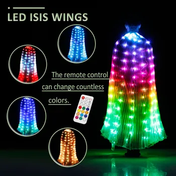 Пульт дистанционного управления Alas LED Танцевальное крыло Isis Circus Светодиодный светильник, светящиеся костюмы для танца живота, светящееся крыло цвета радуги, Танцевальная одежда Isis