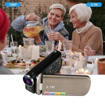 Портативная цифровая DV-камера 2.7K С 3,0-дюймовым Поворотным дисплеем, Бытовая Портативная Цифровая камера с 18-Кратным Зумом и 48-Мегапиксельной камерой