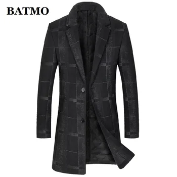 BATMO 2021 новое поступление, осенне-зимний шерстяной тренч в клетку, мужской плащ, мужское пальто M8828