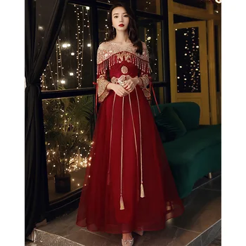 Новинка, роскошные Чонсамы в китайском стиле, винтажное улучшенное Ципао, элегантные женские платья для выпускного вечера трапециевидной формы с воротником-стойкой вечернее платье