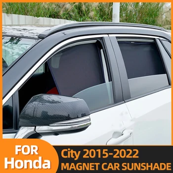 Для Honda City 2015-2022 Автомобильный Солнцезащитный Козырек с Магнитной Рамкой Переднего Лобового Стекла, Глухая Занавеска Заднего Бокового Окна, Солнцезащитный Козырек