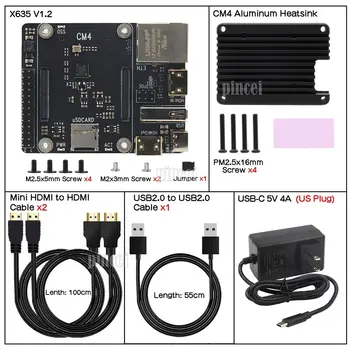 Плата расширения X635 Несущая плата с радиатором C235 и адаптером питания HDMI к CSI-2 для CM4 M.2 NVME SATA SSD для Raspberry Pi