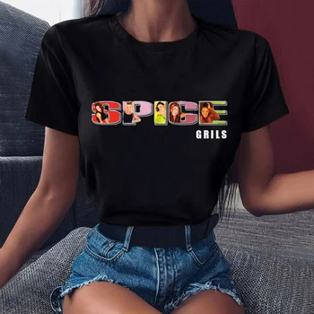 Новая крутая футболка Spice Girls, Женская футболка, Топы Maiden, футболка с буквенным принтом, графическая футболка, Женская уличная одежда 90-х, одежда для Tumblr