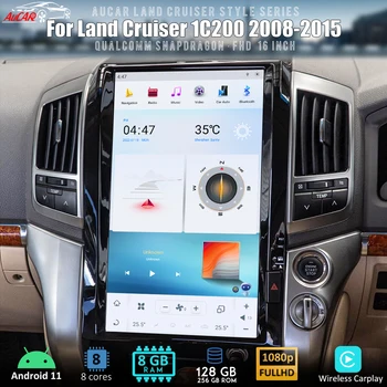 AuCar Tesla стиль Android головное устройство радио для Land Cruiser LC 200 2007-2015 GPS Navi 1920*1080 16 дюймов Android 11
