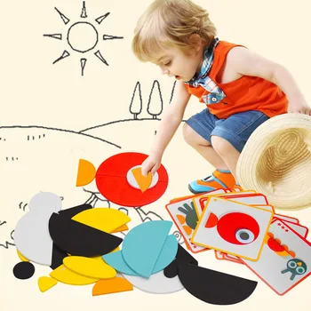 Творческие игры-головоломки, развивающие игрушки для детей, Обучающие пазлы, развивающие детские деревянные игрушки для мальчиков и девочек