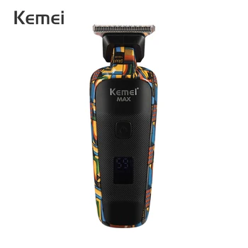 Перезаряжаемая Машинка для стрижки волос Kemei, Электрический Триммер для бороды с граффити для Мужчин, Керамическая головка, профессиональная мощная Машинка для стрижки волос