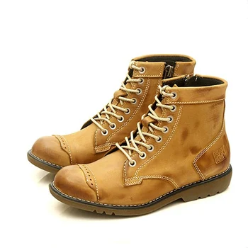 Размер США, классические мужские ботильоны из натуральной кожи в стиле ретро на шнуровке, рабочая безопасная мужская зимняя обувь на молнии