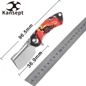Карманный нож Kansept Mini Korvid T3030S2 Мини-Тесаки с Острым Лезвием 154 см G10 с принтом Sleepy Hollow для Переноски EDC