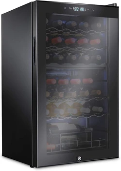 Двухзонный холодильник-охладитель вина на 33 бутылки с замком|Большой отдельно стоящий винный погреб для красного, белого, шампанского и игристого С