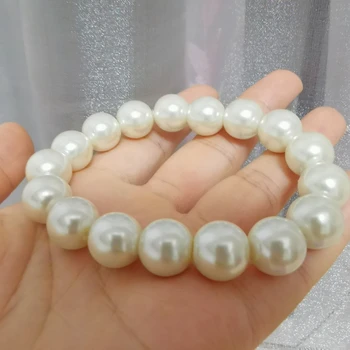 Жемчужные браслеты для женщин 12 мм Имитация раковины Эластичный браслет-цепочка Pulseira Femme Браслет Свадебные аксессуары для новобрачных