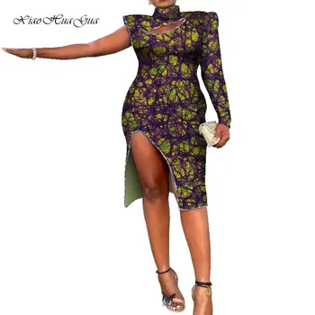 2020 Женское Африканское платье с Длинным рукавом Плюс Размер, Платье с разрезом, Модное Платье Анкара, Женская Африканская одежда, Юбка с разрезом, WY7445