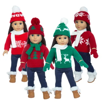 2023 Новый рождественский свитер, подходящий для кукольной одежды American Girl, 18-дюймовая кукла, рождественский подарок для девочки (продаю только одежду)