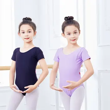 Балетное Гимнастическое Трико, Боди для танцев для девочек, нейлоновые танцевальные костюмы с короткими рукавами, детская танцевальная одежда с подкладкой Высокого качества