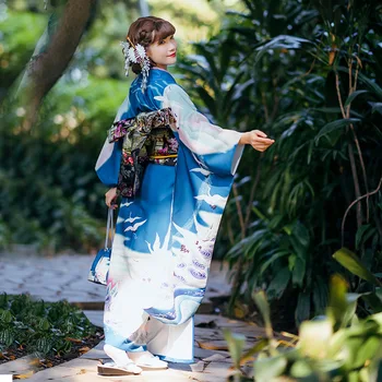9 ШТ. Японское Традиционное Кимоно с Obi, Винтажное женское вечернее платье, Кимоно Гейши, Винтажный женский костюм для сценического шоу, Косплей