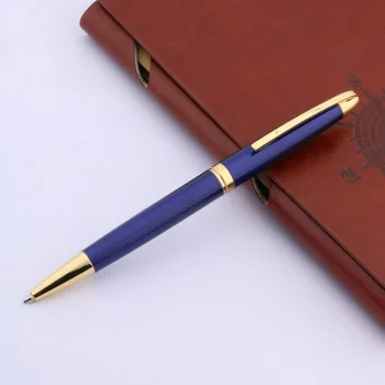 Совершенно Новая Шариковая ручка С синим лакированным золотым зажимом 0,7 мм, Ручки для заправки чернил для бизнеса, Офиса, школьных принадлежностей, Письма