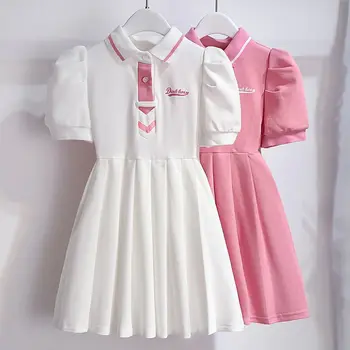 Школьное повседневное платье для девочек, осенне-весенняя детская одежда, белые кружевные платья для девочек от 4 до 14 лет