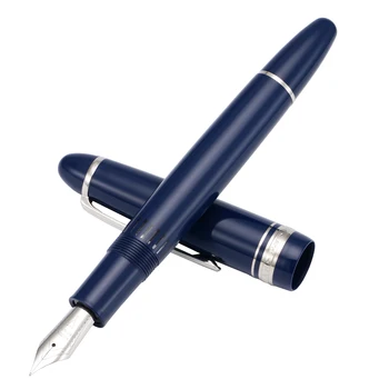 MAJOHN P136 Смоляная Поршневая Синяя Авторучка EF/F/M/С плоским наконечником, Пишущая ручка, 20 Чернильных Окон для Делового Офиса, Школы