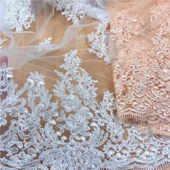 Кружевная ткань высшего качества SU кружевная ткань для свадебного платья с блестками кружевная ткань шириной 130 см продается по 5 ярдов