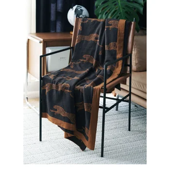 Вязаное шерстяное одеяло в американском ретро стиле, Повседневное Декоративное одеяло, Оранжевое полотенце, Оптовое Офисное покрывало для ворса, одеяло