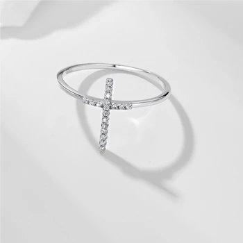 Брендовые модные ювелирные изделия, серебряное кольцо 925 пробы с крестом из циркона, креативный дизайн, легкое роскошное кольцо