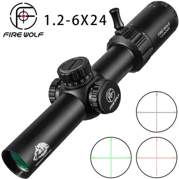 FIRE WOLF 1.2-6X24 ИК-тактический оптический прицел для страйкбола, прицел для охоты, оптический прицел для винтовки, красно-зеленый прицел для дальности освещения