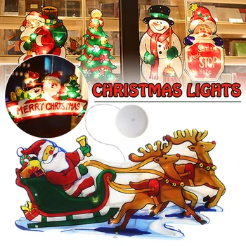 Рождественский подвесной светодиодный светильник, Рождественское окно, Декоративная лампа, Украшение для дома, крючок на присоске, декор для вечеринки, инструмент для праздничного освещения