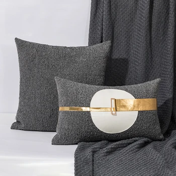 Усовершенствованный серый легкий роскошный чехол для подушки, современный минималистичный дизайн наволочки, наволочки для подушек, декоративный декор для дома