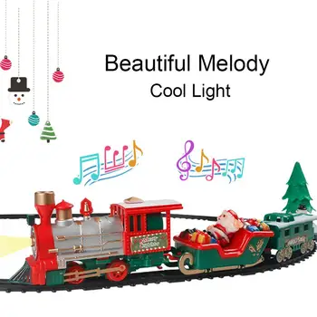Электрический Рождественский поезд, игрушки, железнодорожные игрушечные машинки, гоночная трасса со светом и музыкой, Рождественский поезд Санта-Клауса, модель игрушки, подарок для детей