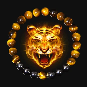 Высококачественный Браслет-оберег из бусин Тигрового глаза из натурального камня, 8 мм, гематит, энергетический браслет для Йоги из бисера, для женщин, мужчин, ювелирные изделия, подарки