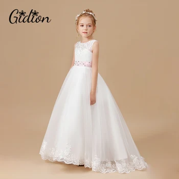 Платье с цветочным узором для девочек, сетчатое платье принцессы с бабочками на свадьбу, милая детская одежда без рукавов, платье с бантом на день рождения